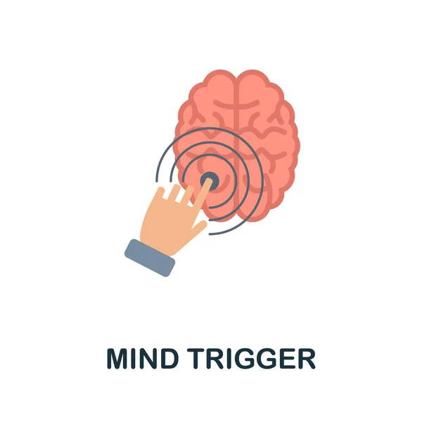 Mente Trigger ícone plano. Sinal colorido da colecção de personalidade. Ilustração de ícone de gatilho de mente criativa para web design, infográficos e muito mais —  Vetores de Stock