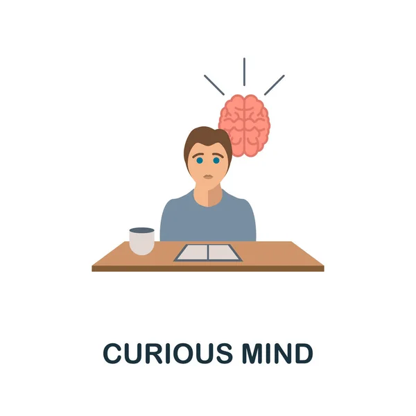 Curious Mind flache Ikone. Farbiges Zeichen aus der Persönlichkeitssammlung. Creative Curious Mind Icon Illustration für Webdesign, Infografiken und mehr — Stockvektor