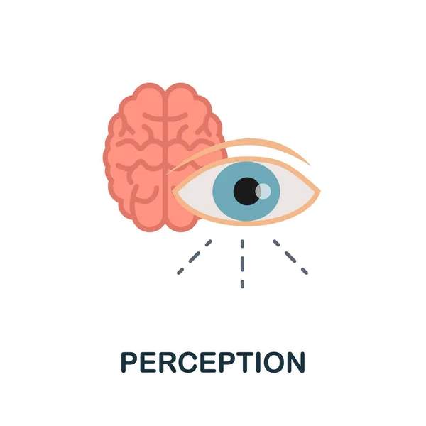 Ícone plano de percepção. Sinal colorido da colecção de personalidade. Ilustração de ícone de percepção criativa para web design, infográficos e muito mais —  Vetores de Stock