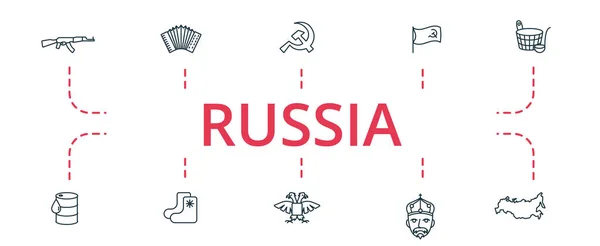 Иконка России. Содержит съедобные темы вроде медведя, кокошника, путина и т.д.. — стоковый вектор