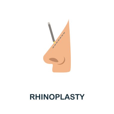 Burun estetiği yassı ikonu. Plastik cerrahi koleksiyonundan renkli tabela. Web tasarımı, bilgi grafikleri ve daha fazlası için yaratıcı Rhinoplasty simgesi çizimi