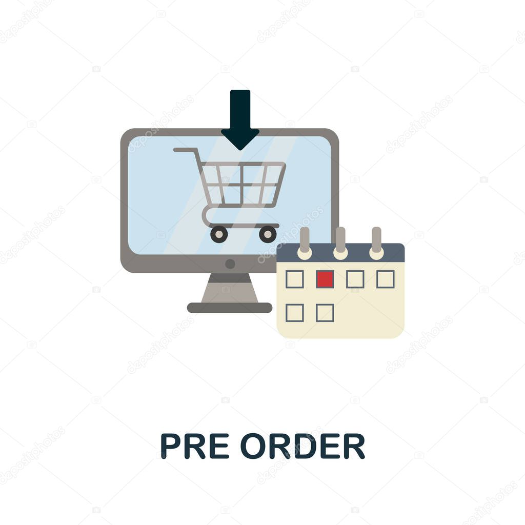 Pre Order flat icon. Simple illustration from procurement process collection. Monochrome Pre Order icon for web design, templates and infographics.