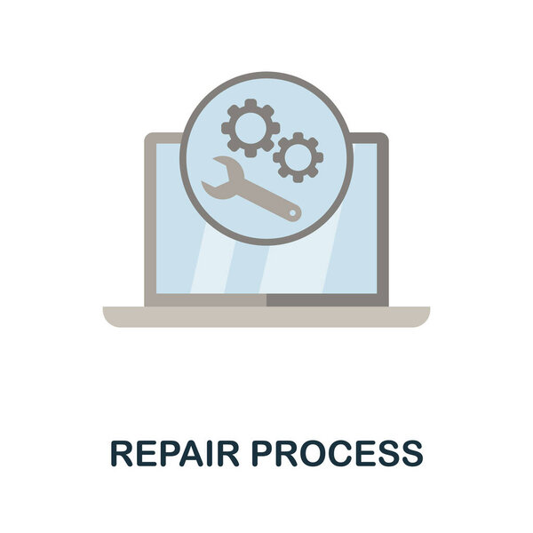 Reair Process flat icon. Цветной знак из коллекции робототехники. Иллюстрация иконки Creative Repair Process для веб-дизайна, инфографики и многое другое