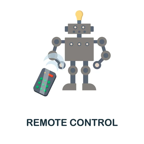 Icono plano de control remoto. Signo de color de la colección de ingeniería robótica. Ilustración de iconos de control remoto creativo para diseño web, infografías y más — Vector de stock