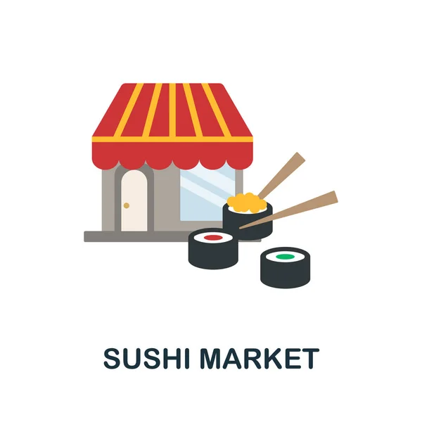 Sushi Market platt ikon. Färgade tecken från småföretag samling. Creative Sushi Market ikon illustration för webbdesign, infografik och mer — Stock vektor