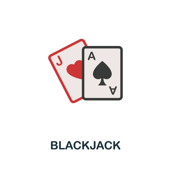 Ícone de blackjack. Elemento de sinal plano da coleção de jogos de mesa. Ícone de Blackjack criativo para web design, modelos, infográficos e muito mais — Vetor de Stock
