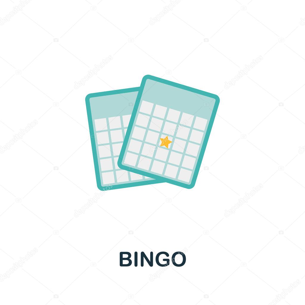 Bingo icon. Creative color element from table games collection. Flat Bingo icon for web design project, templates and infographics.