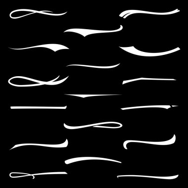 Siyah, Kontur, İşaretleyici, Vurgulayıcı üzerinde yalıtılmış Beyaz Altı Çizili Küme. vektör illüstrasyon