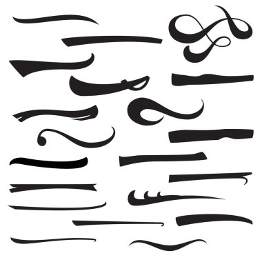 El Yazısı Seti Beyaz Üzerine Yalıtılmış Çizgilerin Altını Çizer. İnme, çizgi, marker. Tipografik Tasarım. Housewarming Posterler, Tebrik Kartları, Ev Dekorasyoniçin Vintage Elements. Vektör İllüstrasyonu