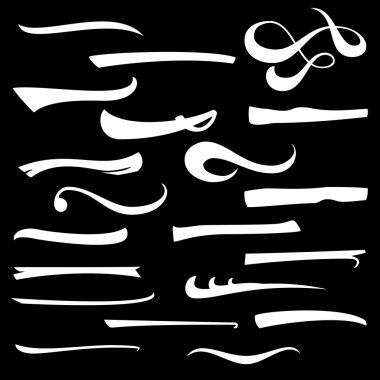 Siyah, Kontur, İşaretçi, Vurgulayıcı yalıtılmış Beyaz Altı Çizili Harfler Çizgileri Kümesi. vektör illüstrasyon