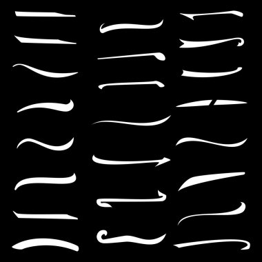 Siyah Arka Plan Üzerine Yalıtılmış Harfler Çizgileri Kümesi'nin altını çizer. Tasarım için Vintage Elements. Vektör çizimi