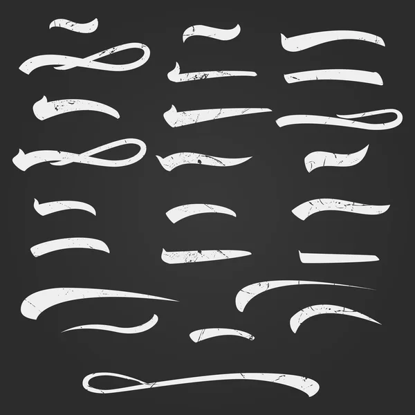 Set of White Stroke. Underline Lettering Lines Isolated on Black Background For Your Design. Vector illustration — Stock Vector