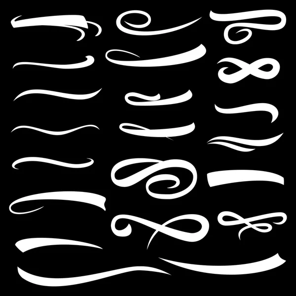 Satz weißer Strich. unterstreichen Sie auf schwarzem Hintergrund isolierte Schriftzeichen für Ihr Design. Vektorillustration — Stockvektor