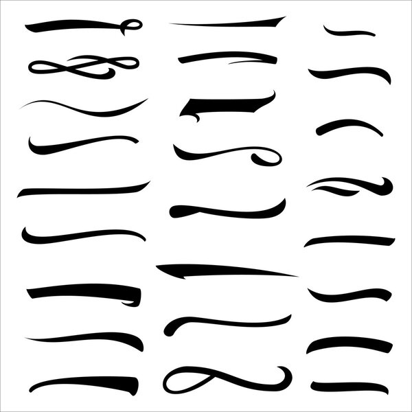 Set Of Hand Lettering Underlines Lines Isolated On White. Stroke, Line, Marker. Typographic Design. Vintage Elements For Housewarming Posters, Greeting Cards, Home Decorations. Vector Illustration