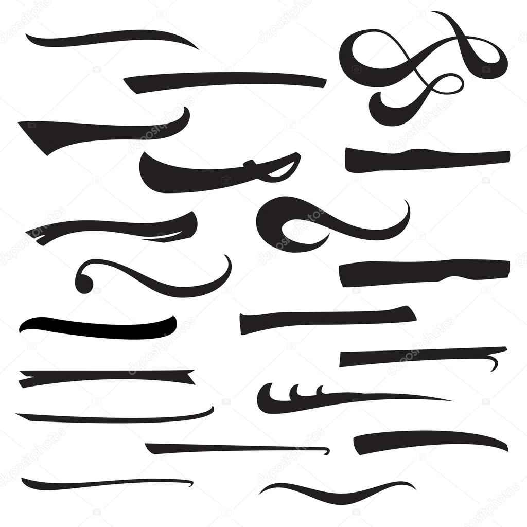 Download Set Of Hand Lettering Underlines Lines Isolated On White. Stroke, Line, Marker. Typographic ...