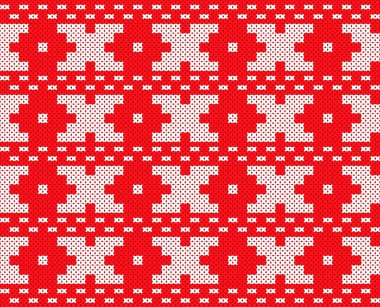 Örme Yün Desen Arka Plan. Kırmızı Renk. Vintage Kazak Tasarım. Vektör çizimi