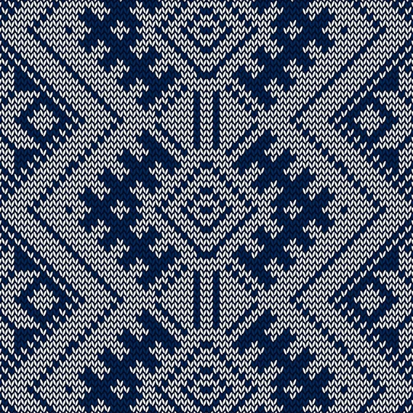 Textura de punto. Adorno de patrón sin costura en la textura de punto de lana. Color azul. Ilustración vectorial — Vector de stock