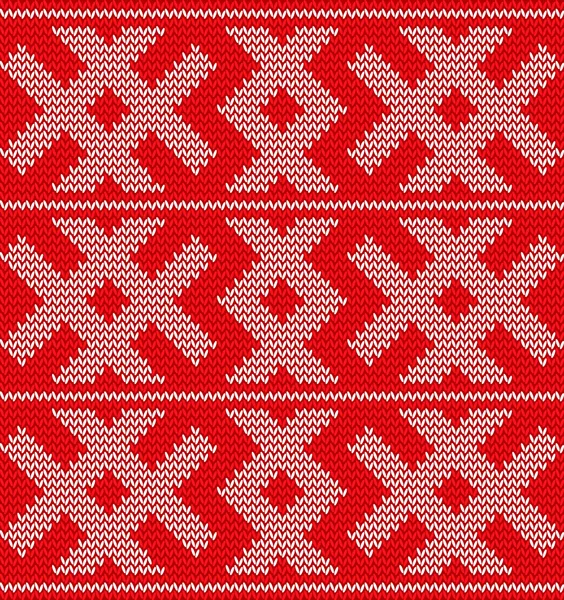 Традиционный рождественский трикотаж. Красный цвет. Скандинавский дизайн. Аннотация Sweater Background. Векторный патрон . — стоковый вектор
