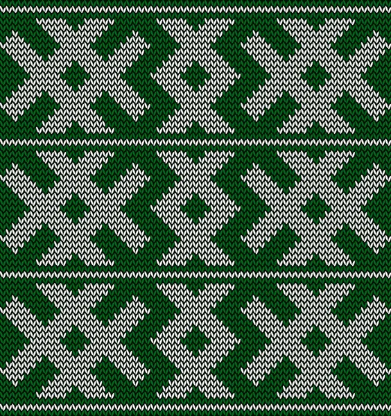 Karácsonyi kötött Pattern. Zöld szín. Vektor varrat nélküli kötött Decor. Absztrakt jumper-mintázat. Vektoros illusztráció. — Stock Vector