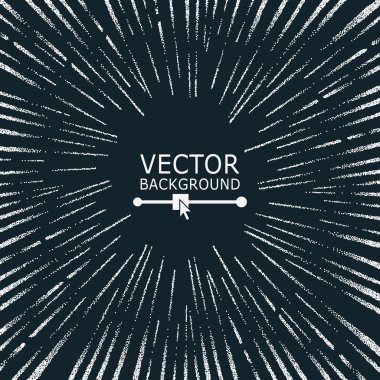 Siyah Arkaplan 'da davetiyeler, tebrik kartları, posterler için Beyaz Vintage Dots Style Sunburst. Vektör illüstrasyonu.