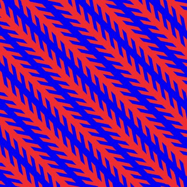 Görsel İllüzyon. Düz Çizgiler Eğri Görünür. Soyut arka plan. Kırmızı ve Mavi Renkler.