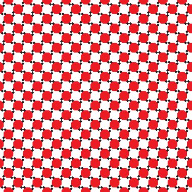 Kareler Bir Dalga Optik Sanat. Siyah, Kırmızı, Beyaz Renkler. Görsel illüzyon. Vektör çizimi.