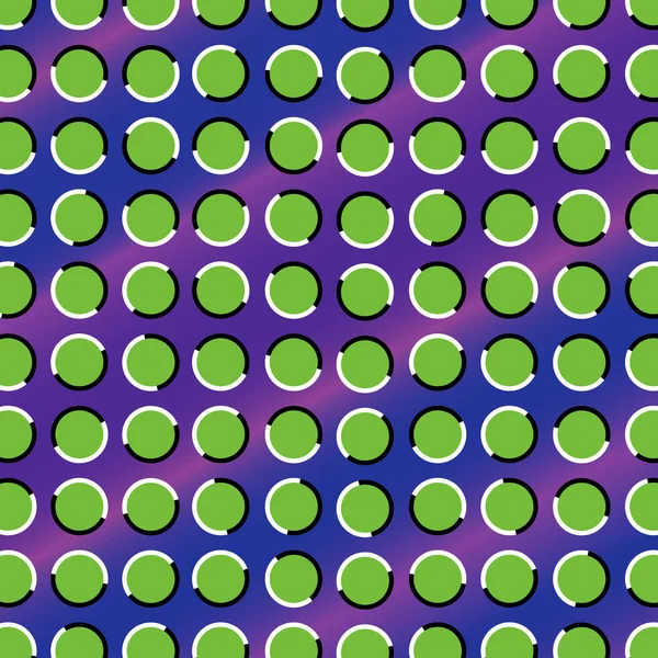Illusion optique. Green Circles se déplacent sur fond sombre. Illustration vectorielle . — Image vectorielle