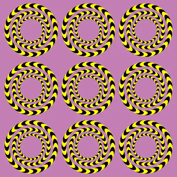 Rotation effekt. Abstrakt bakgrund, snurra mönster med optisk Illusion effekt. Vektorillustration — Stock vektor