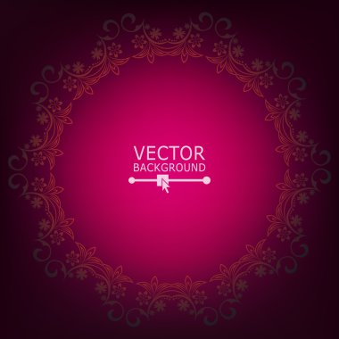 Kırmızı çiçek öğeleri metin için yer ile. Dekoratif yuvarlak çiçek Vintage zemin. Davetiye, düğün kartı, Scrapbooking için. Noel kartı tasarım. Kırmızı üzerine siyah. Vektör çizim.