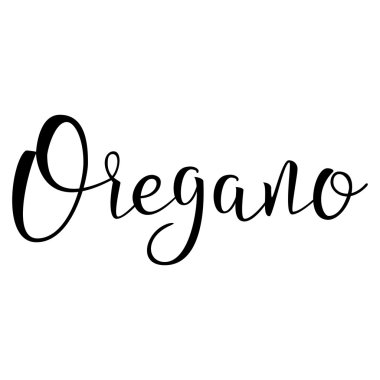 Kekik. Kaligrafik Metin. Pişirme Baharat. Tipografik Tasarım. Beyaz Arka Planda İzole Edilmiş Siyah El Yazısı Metni. Posterler için, Tasarım. Vektör çizimi