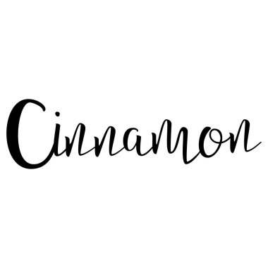 Tarçın. Kaligrafi metin. Baharat pişirme. Tipografik Tasarım. Kara el beyaz arka plan üzerinde izole metin yazı. Posterler için tasarım. Vektör çizim