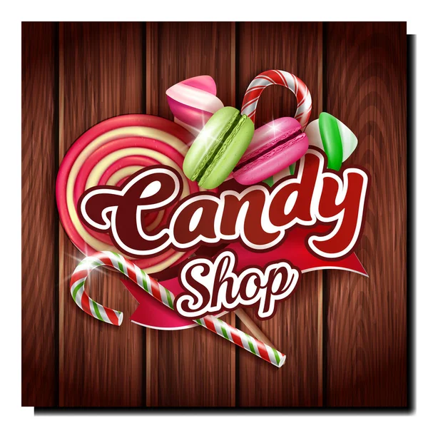 Vector promocional creativo de la bandera de la tienda de dulces — Vector de stock