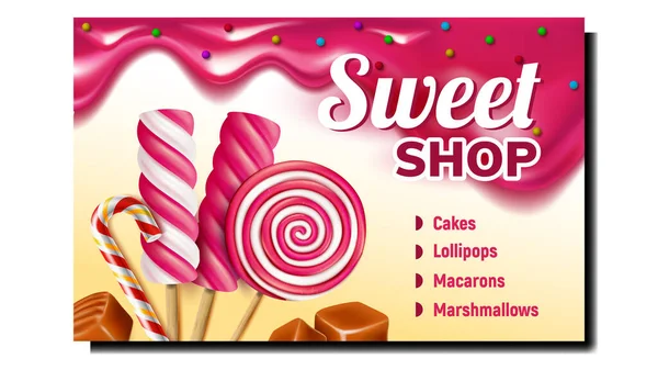 Vector promocional creativo del cartel de Sweet Shop — Vector de stock