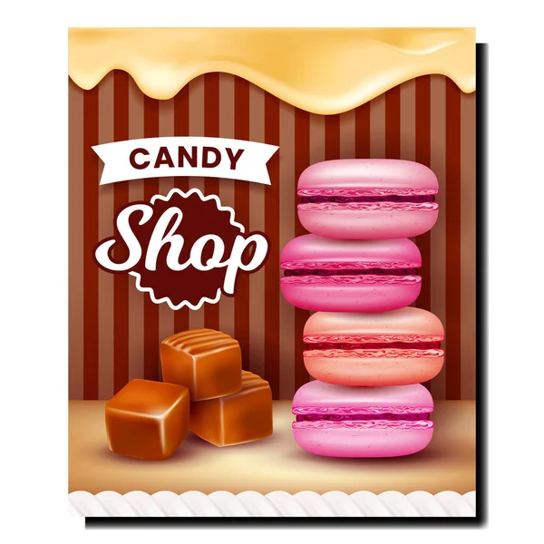 Tienda de dulces Delicioso Postre Promo Poster Vector — Vector de stock