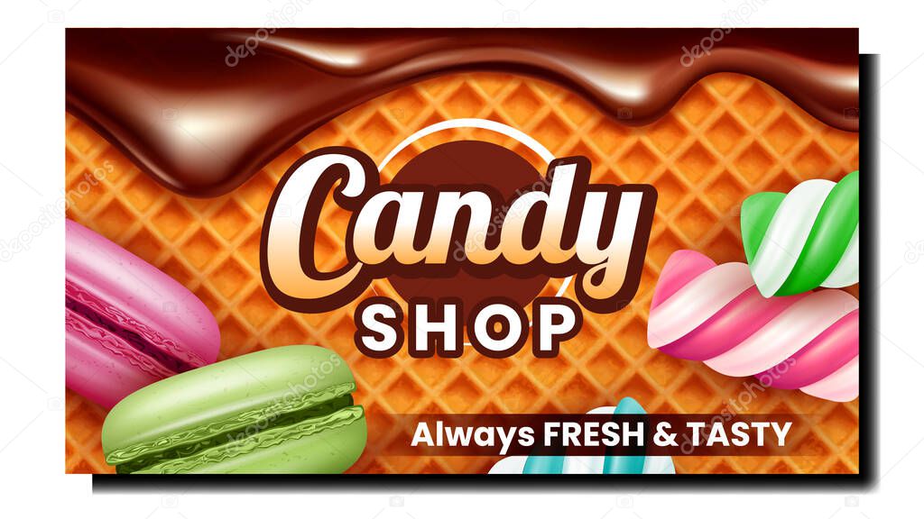 Dessert Candy Shop Creative Promo Banner Vector