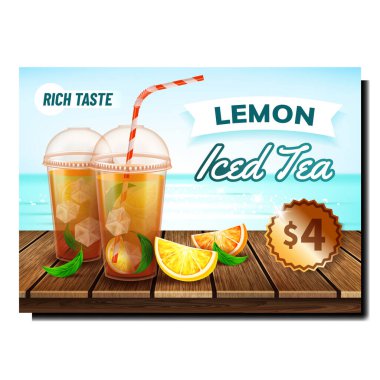 Limonlu Çay Yaratıcı Tanıtım Posteri Vektörü