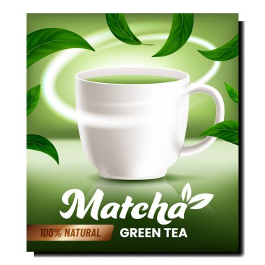 Matcha Green Tea Creative Promo Poster Vektörü