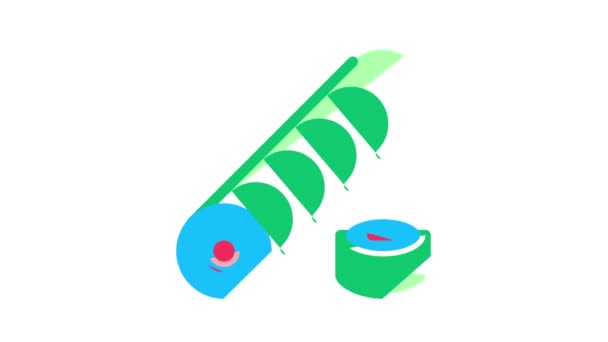 Sushi Roll Aziatische schotel pictogram animatie — Stockvideo