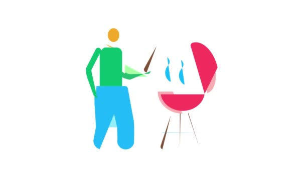 Bbq Barbecue Icona di cucina Animazione — Video Stock
