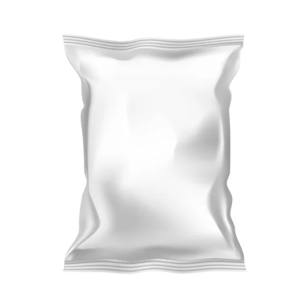 Papas fritas nutrición en blanco paquete de papel de aluminio Vector — Vector de stock