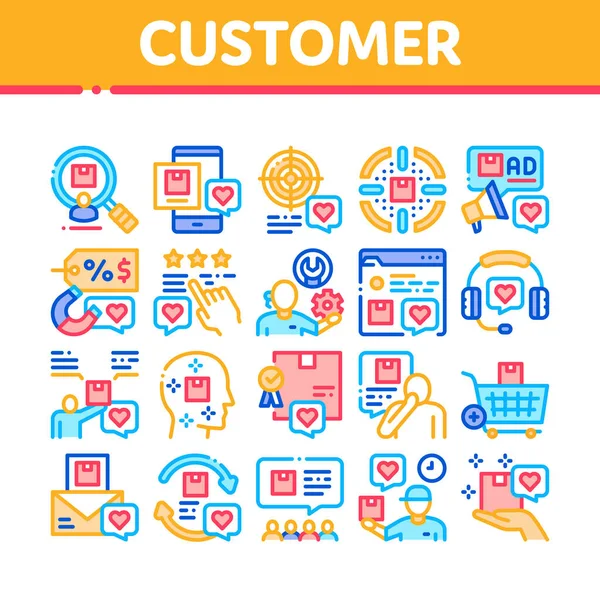 Koper Customer Journey Collectie Pictogrammen Set Vector — Stockvector