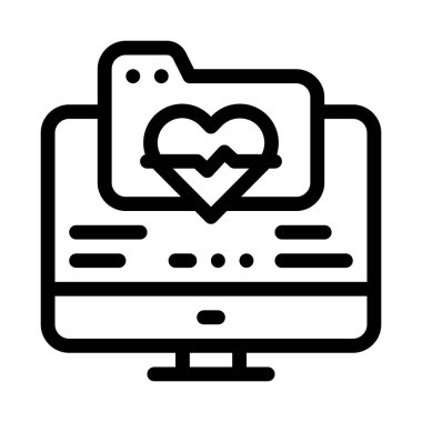 elektronik sağlık kartı siyah simge vektör illüstrasyonu