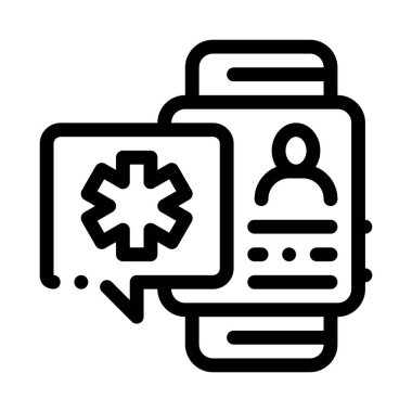 Akıllı saat sağlık teşhisi siyah simge vektör çizimi