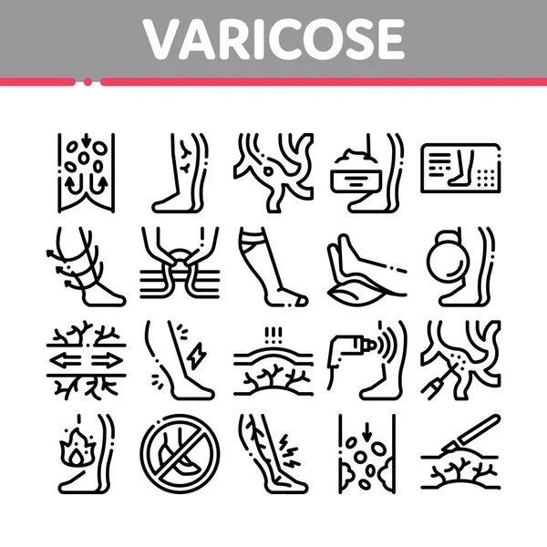 Varicose Veins Disease Collection Icons Set Vector — Stock Vector