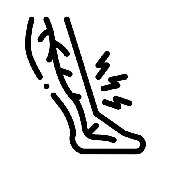 Dolore alle gambe malattia varicosa icona nera vettoriale illustrazione — Vettoriale Stock
