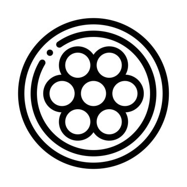 İletken, dolgu ve ceket yalıtımı siyah simge vektör illüstrasyonu