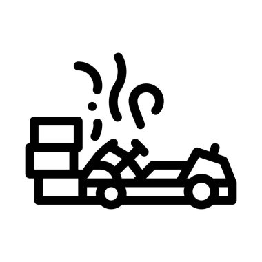 çarpışma kazası kartı siyah simge vektör çizimi