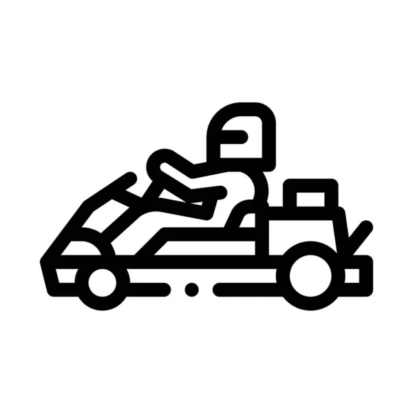 Bestuurder rijden kart zwart pictogram vector illustratie — Stockvector