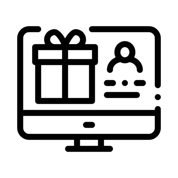 Achat et vente en ligne cadeau icône noire illustration vectorielle — Image vectorielle