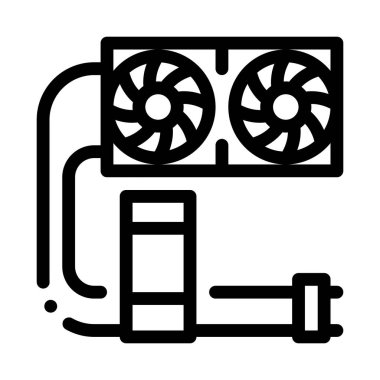 Su soğutucu bilgisayar yarı siyah simge vektör illüstrasyonu